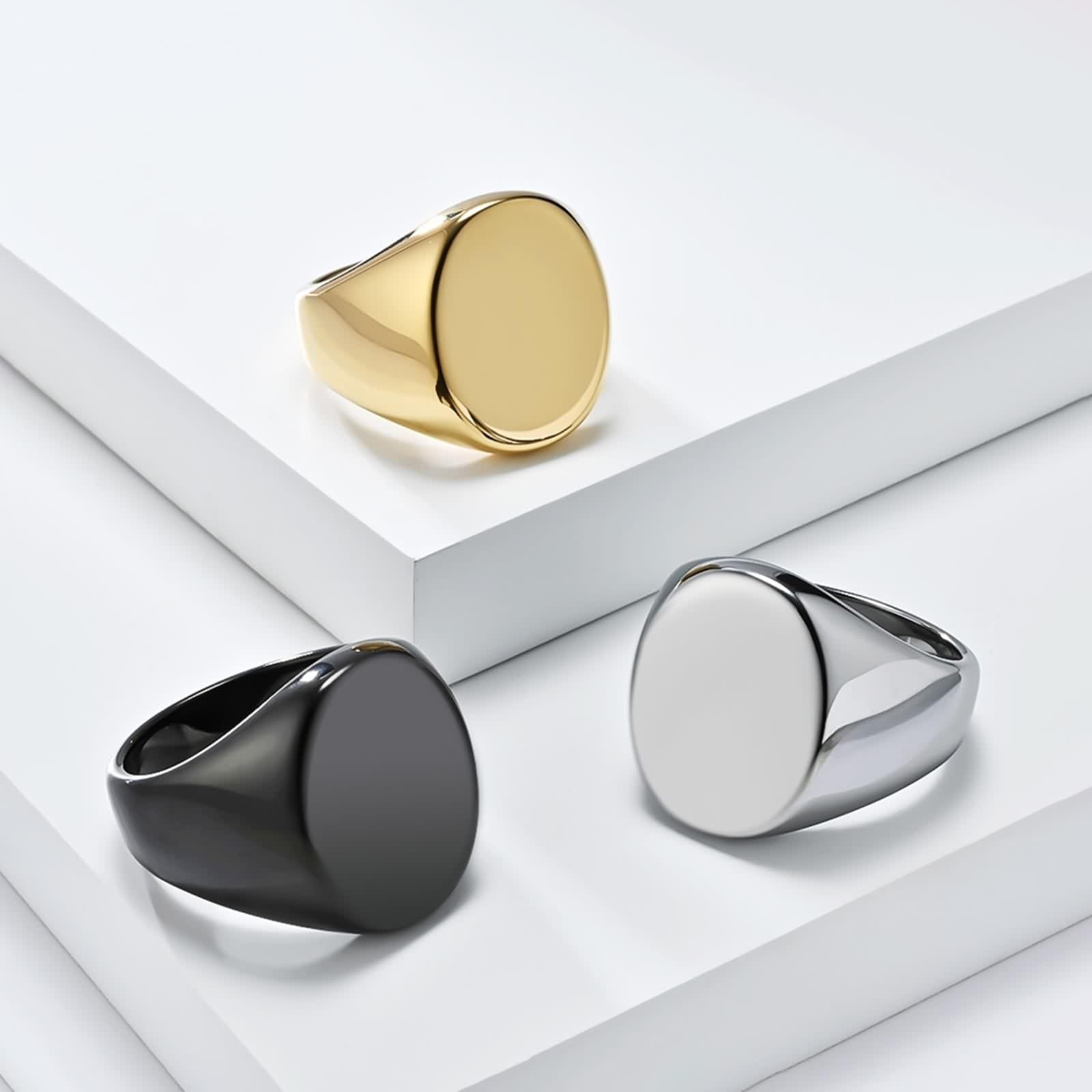 Anillos de boda para hombres, anillo de sello pulido Anillos de boda