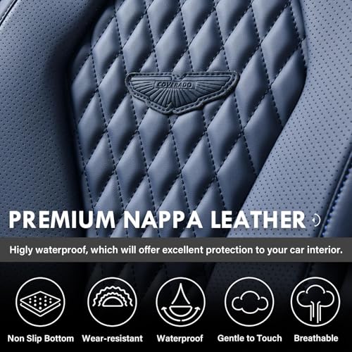 Image of Coverado Seat Covers, Car Seat Covers Front Seats, Blue Car Seat Cover, Waterproof Car Seat Covers, Car Seat Cushion, Front Car Seat Covers Leatherette Car Seat Protector Universal Fit Most Cars