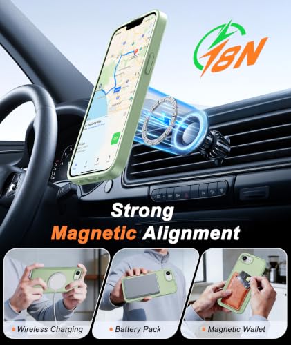 Image of FNTCASE for iPhone 17e Case Light Green: Translucent iPhone 16e Cases Compatible with MagSafe, Camera Protection & Tempered Glass Protector, 14FT Military Grade Drop Tested, Matte Skin-Friendly Cover