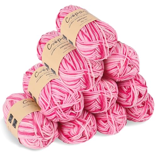 Coopay 10 Pelote de Laine à Tricoter Dégradé, 450g, Multicolore Laine Crochet Doux, 5 Brins Fil à Tricoter, Laine Crochet Tricot pour Layette, Écharpe,...