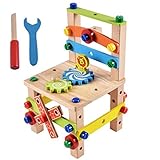 49 objetos de colores se pueden atornillar juntos a diferentes formas, tales como avión, coche, molinillo de viento, y sillas, etc.