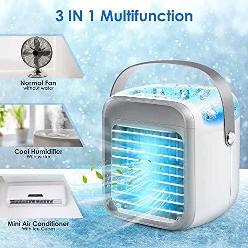 Battery Powered Portable Air Conditioner,Rechargeable Mini Air Conditioner  Fan, Personal AC Unit With Cold Air Mist,Timer Light, Small Portable AC 