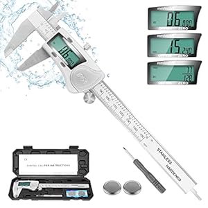 Digital Caliper Measuring Tool, IP54 Waterproof Electronic Micrometer Caliper, Stainlee Steel Vernier Caliper with Large…