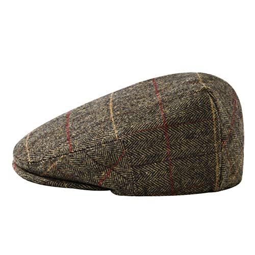 Image of FEINION Men's Wool Tweed Newsboy Ivy Cap Gatsby Golf Flat Hat