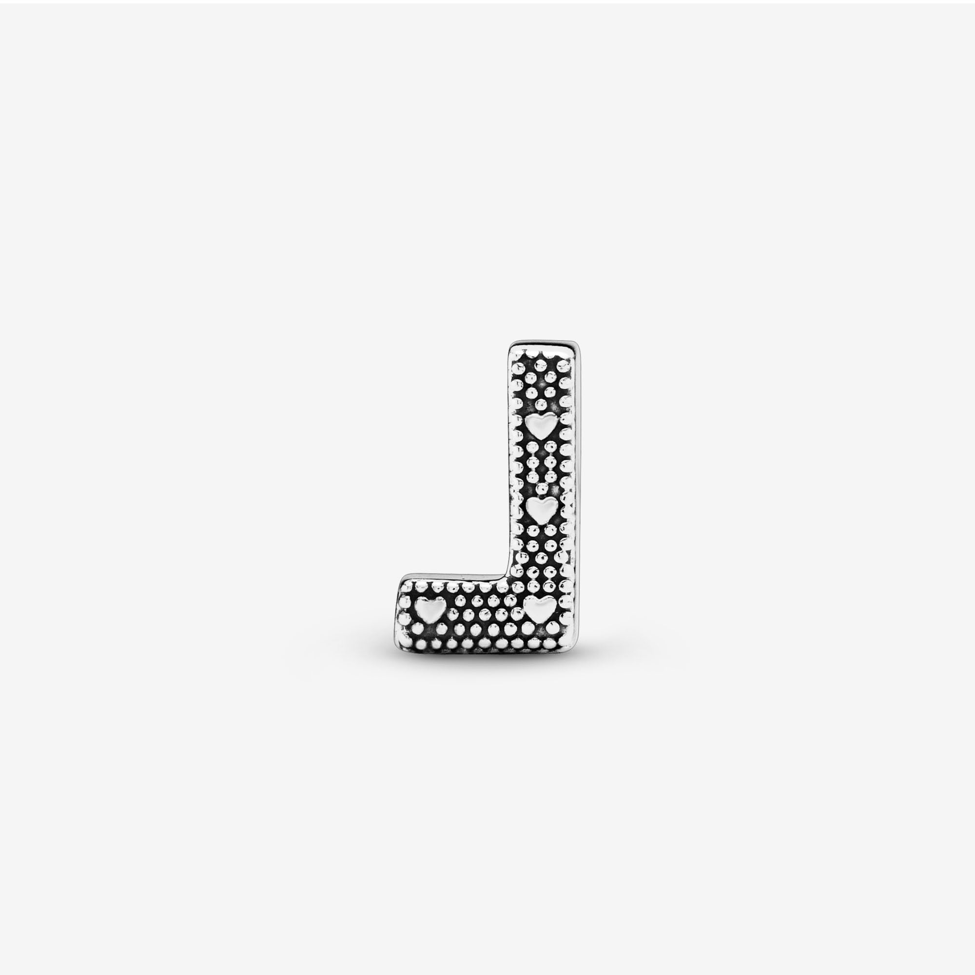 PANDORA Moments Buchstabe L - wendbares Alphabet-Charm aus Sterling-Silber mit geprägten Herzen und Perlen an der Rückseite - kompatibel mit Armbändern Moments Kollektion
