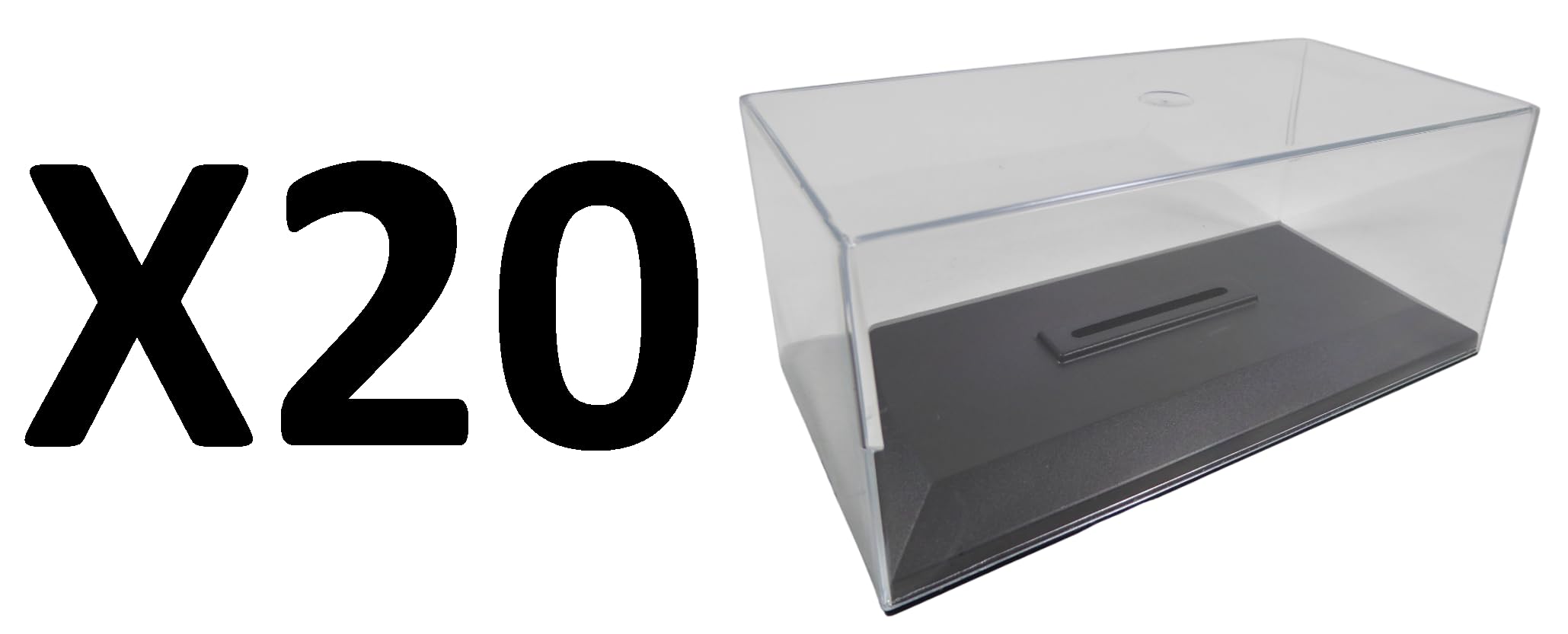 - Set of 20 Acrylic Display Cases with Cover + Base for 1/43 Collectible Miniature car diecast - Crystal case Box Transparent