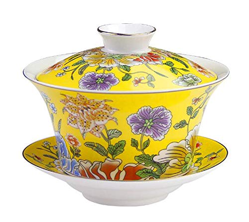 Gaiwan céramique émaillée grand format 283 ml, tasse à thé avec couvercle et soucoupe