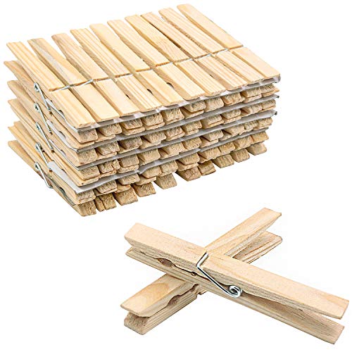 ESFUN 100 Pack 4 inch Large Wooden Clothespins Bulk Clothes Pegs Clips for Crafts Laundry Arts Decor Storage