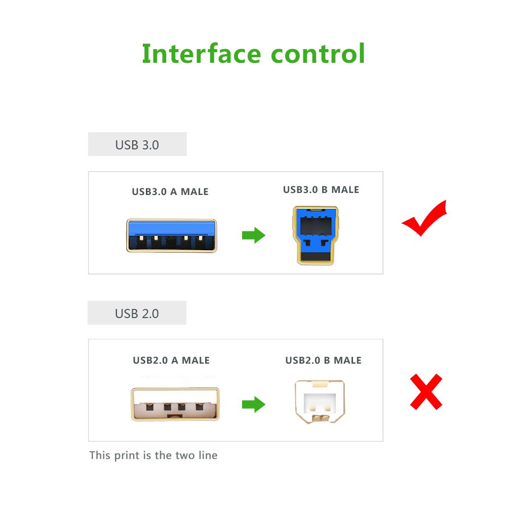 Ugreen 10372 2m USB A USB B fişi siyah - USB A USB B 3.0 (3.1 Gen 1), siyah