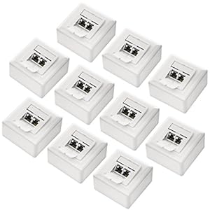 deleyCON 10x CAT6a Universele Netwerkdoos – 2x RJ45-Poort – Afgeschermd – Opbouw of Inbouw – 10 Gigabit Ethernet-Netwerk…