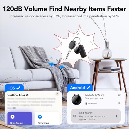 Miniatura 3 de Smart Tag 4 Unidades para Android e iOS, Bluetooth Tracker para Llaves, Maletas, Cartera, Mochila y Bolso, Tracker Tag 120 dB, Red de Búsqueda Global, Compartición Familiar, IP67, Sin Suscripción