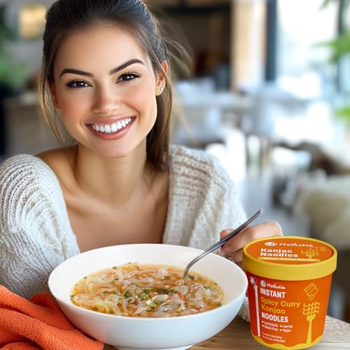 Image of Hethstia Konjac Noodle Soup, 6-Pack Instant Shirataki Noodle Spicy Curry Cups - Low Carb, Vegan, Keto, Gluten-Free, Ready-to-Eat Asian Pho, Low-Calorie Quick Meal, 34.32oz