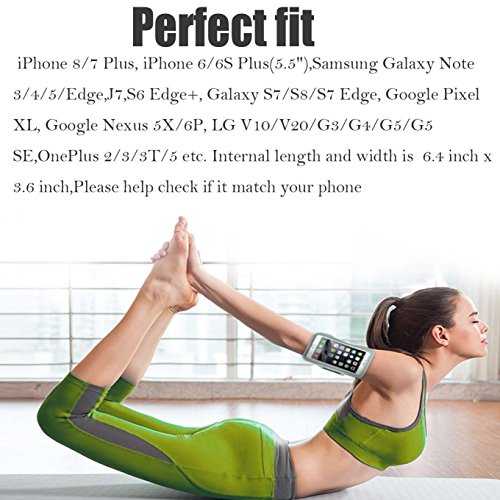 Ibarbe Water Resistant Cell Phone Armband, 5.7 Inch Case For Such As Iphone 8, 7, 6, 6S Plus, Galaxy Note 8/S7 Edge/S8/S8+ - Adjustable Reflective Workout Band, Key Holder/Screen Protector-Red #TOP6