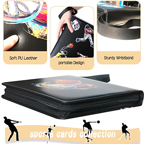 Sports Card Binder, Trading Card Binder 9 Pocket With 50 Sleeves Fits 900 Sport Cards, Sports Card Holder Binder With Zipper, Football Baseball Basketball Hockey Card Collection Storage Album #TOP3