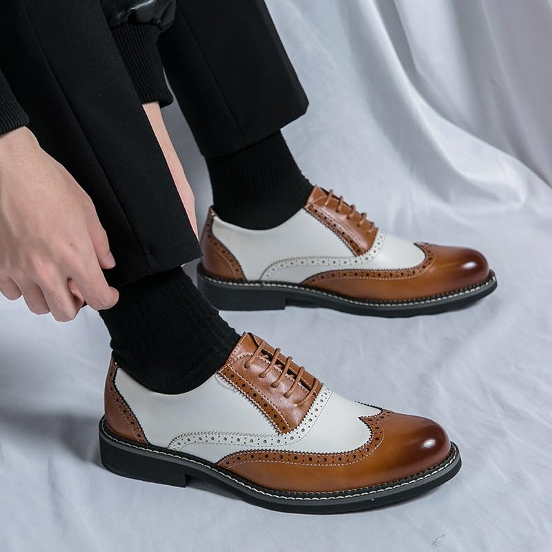 Men Austerity Spectator Brogue Dress Oxford Luxury Leather Anti-Slip Non Slip Resistant Party Breathable Uniform Classic Lace Up2