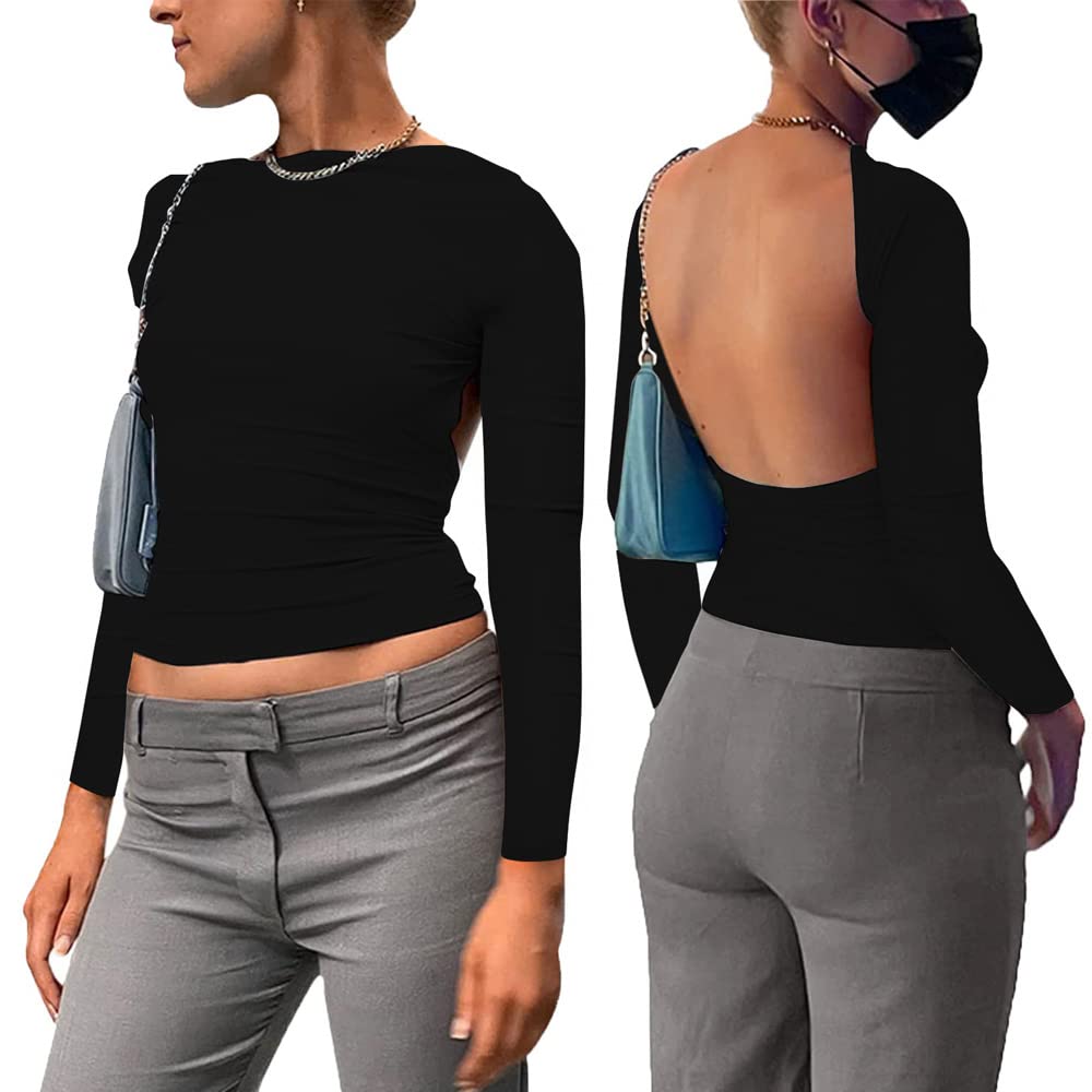 Damen Crop Top 3er Pack - Enge Basic T-Shirts Y2K Style, Slim Fit