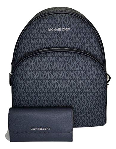 MICHAEL Michael Kors Abbey Large Backpack bundled with Michael Kors Jet Set Travel Trifold Wallet (Signature MK Admiral)
