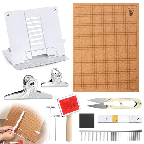 SHENLIU 108 Pcs Macrame Kit 1216 Inch Macrame Board and Pins Double Sided Grids Handmade Braiding Making Board Metal Adjustable Holder Brush Scissor Ruler for Bracelet Creating Knotting Creations