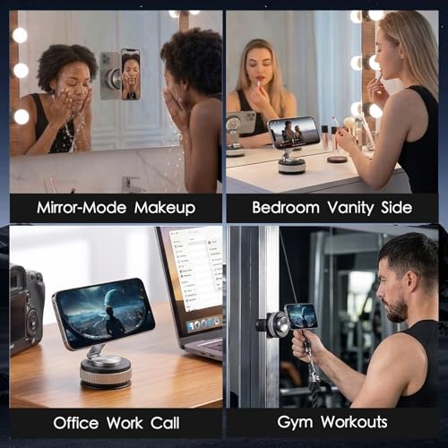 Metal Magnetic Car Phone Holder | Dual Insurance of Vacuum + Adhesive | 360° Rotation Without Dead Angle | Magnetic Ring Included‌(for iPhone & Android) (Metal Gray) - image 8