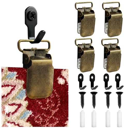 METANCHOR 4 Pack Heavy Duty Tapestry Hangers Clamps, Non-Slip Quilt Hangers for Wall Hangings,...