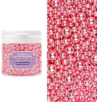 Dazzjoy Edible Rose Gold Pearl Sugar Candy Sprinkles, Mix Size, 4.58oz, Sprinkles for Cupcake Decorating, Baking Cake Decorations, Wedding Party Valentines Easter Supplies