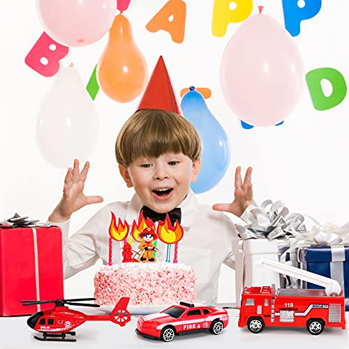 15 Pieces Fire Truck Cake Topper Fireman Cake Topper Firetruck Birthday Decorations For Boys For Fireman Fire Trucks Birthday Party Cake Decoration Supplies #TOP6