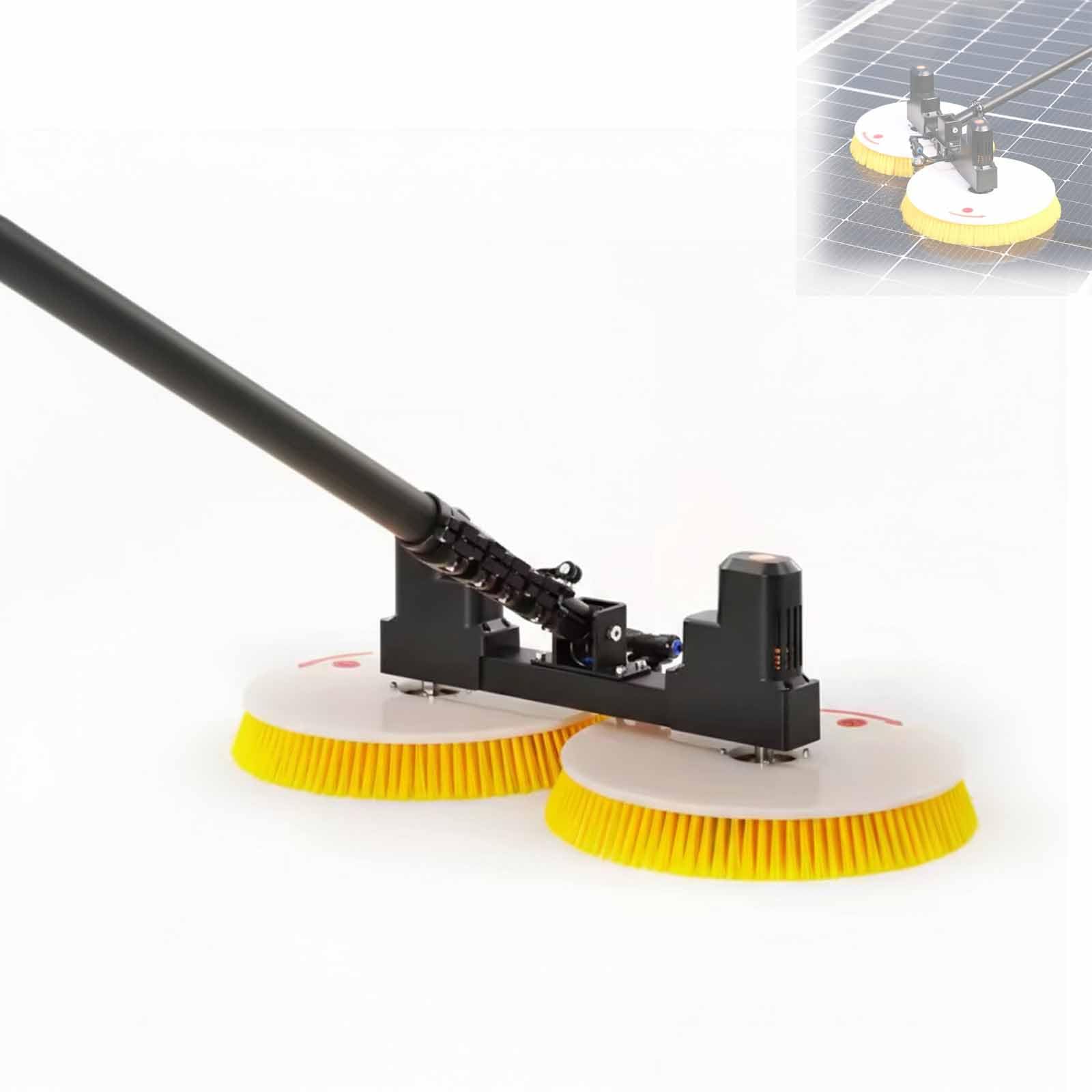 3.5m Solar Panel Cleaning Tool, 300w Telescopic Pole Pv Panel Cleaner With Dual Brush Heads, For Solar Panels
