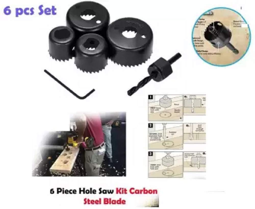 Inditrust 6pcs Holesaw Set Drill Bit Rotary Bit Set For Wood Working (6 Bits)