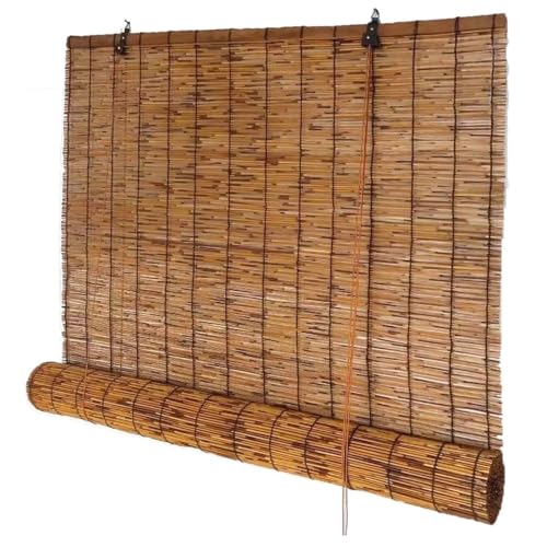 竹すだれ 巻き上げ目隠し ブラインド プライバシー保護 半透明 遮光 簾 竹ロールアップ 葦のカーテン 幅 50-175cm日焼け止め簾 すだれ 屋外/屋内装飾用 お手入れが簡単(幅65cm,高さ145cm)