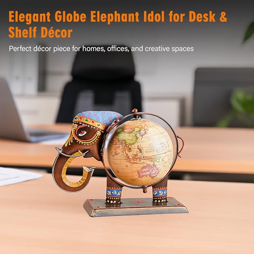 Image of ZAICUS Elephant Globe Showpiece for Home & Office Decor | Vintage World Map Decorative Globe | Tabletop Showpiece for Living Room, Study & Gifting