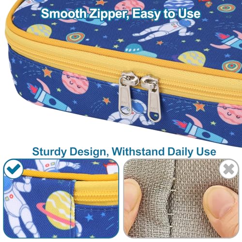Image of Cute Kids Pencil Case - Boys Pen Pouch Large School Organizer | Pen Bag & Smooth Zipper, Multi-Slot Storage, Mesh Pocket, 900D Water Resistent, Giftable School Supplies, Space Astronauts