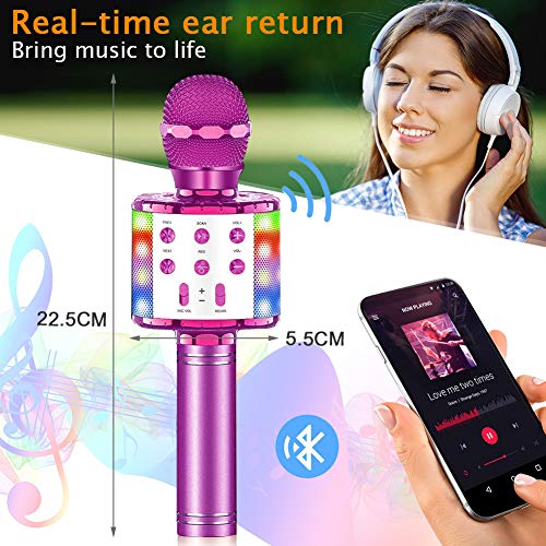 SunTop Wireless Karaoke Microfoon Bluetooth Handheld Portable Speaker huis KTV-speler met Dancing LED verlichting Opname… - Image 8