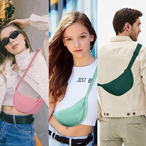 Image of Nylon Crescent Crossbody Bag for Women Purses Trendy Men,Small Travel Sling Bag Hobo