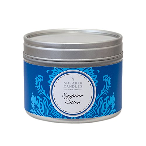 Shearer Candles Bougie parfumée Coton égyptien avec boîte en métal Argenté 4,7 x 6 cm