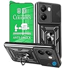 Capinha Capa para Poco X7 Pro com Película em Cerâmica 9D - Case Protetora Anti Impacto Armadura Militar com Suporte de Anel Magnético - FD Acessórios. (Preto)