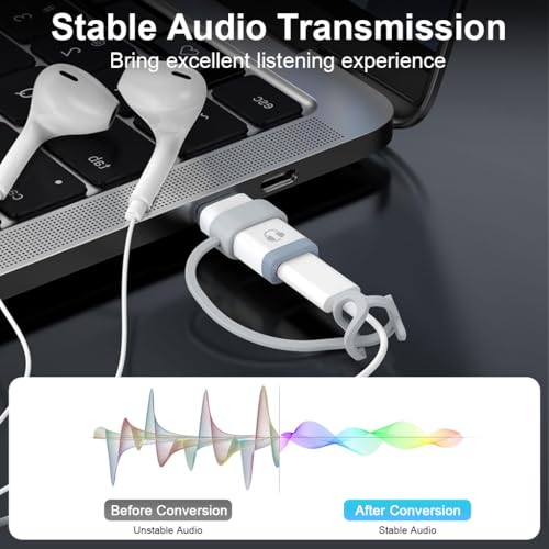 Image of Verilux Lighting to Type C Converter, Type C Male to Female Lighting Earphones for iPhone with DAC Chip, Portable Audio Adapter for iPhone 16 /15, Support Hands-Free Calling, Volume Control