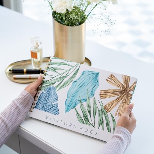 Image of Visitor Book - 8 x 12 Inches | Wiro Bound Guest Register for Hotels, Offices, Exhibitions, Boutiques & Business Use | Medium Size Visitor Log Book for Reception & Front Desk