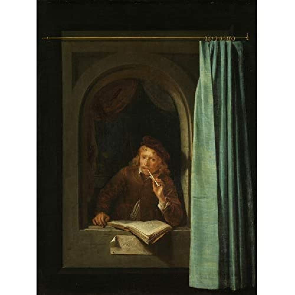 Artery8 Gerard Dou Man Smoking A Pipe Painting Unframed Wall Art Print Poster Home Decor Premium