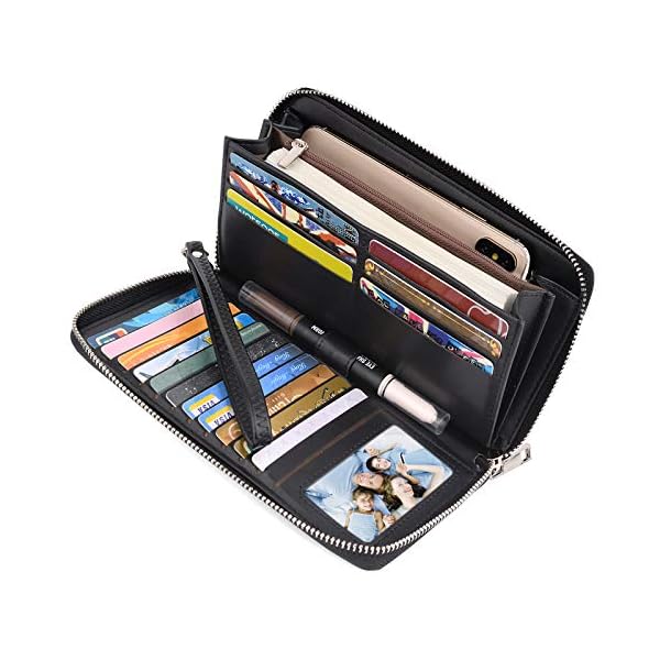 UTO Women Wallet RFID Large Leather Zip Around Card Holder Checkbook Passport Organizer Ladies Travel Clutch with Wristlet CA - Image 4