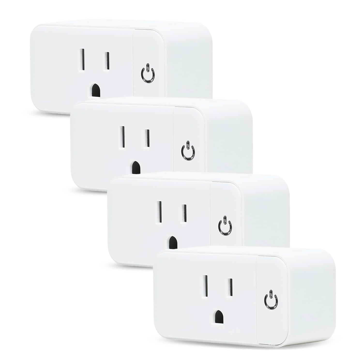 Lunabode LED 4 Pack Smart Home Wi-Fi Plugs - Alexa & Google Home Compatible, White, Toggle Switch, Automatic Operation