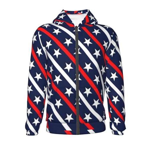 Patriotic Star Pattern Kids Pullover Hoodies Boys Zip Up Sweatshirts Girls Athletic Clothes with Pocket2