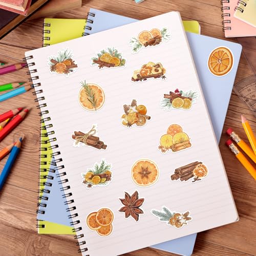 Image of Watercolor Orange Sticker Rolls - 1000 Pcs Dried Orange Waterproof Vinyl Reusable Laptop Stickers Coloring Book Scrapbook Water Bottle Page Activity Pad Birthday Party Favors Kids Skateboard