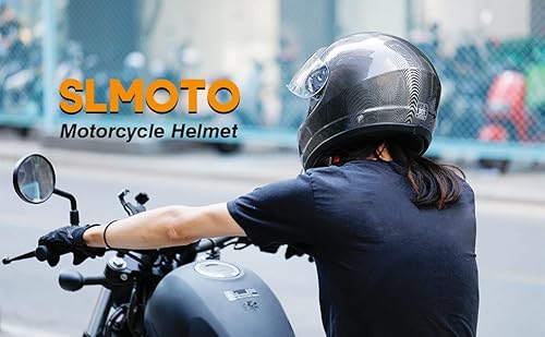Slmoto Dot Adult Motorcycle Helmet Carbon Fiber Flip Up Full Face Helmet Shockproof Safe Street Bike,Small #TOP7