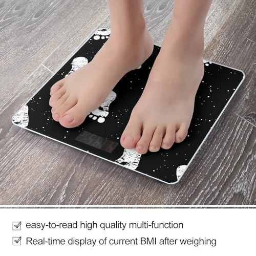 Báscula digital para baño con patrón de huellas blancas y pantalla LCD miniatura 5