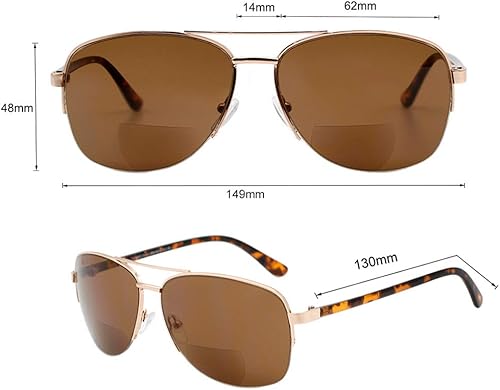 Miniatura 5 de VITENZI Anzio - Gafas de sol bifocales para hombres y mujeres, cuadrados, para lectura de aviador, lentes tintados al sol con lectores