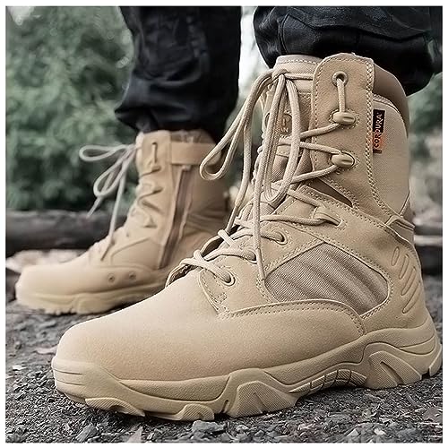 Mens tactical boots combat boots 8 Inches work boots for men Durable Side Zipper Military Boots Suede Lightweight Boots2