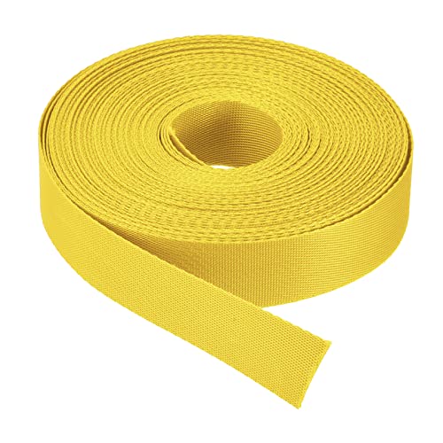 Image of MECCANIXITY Flat Nylon Webbing Strap 1 Inch 15 Yards Gold Tone for Backpack, Cargo Strap, Luggage-rack