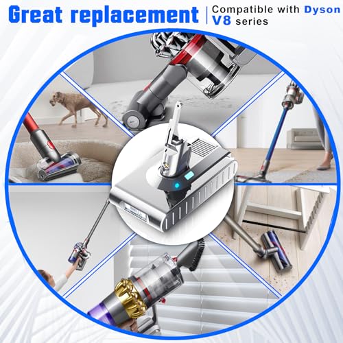 Image of Bonacell Upgraded 21.6V 8.0Ah Replacement for Dyson V8 Battery Compatible with Dyson SV10 Battery 215681 967834-05 Absolute /Animal /Fluffy /Cord-Free Handheld Vacuum