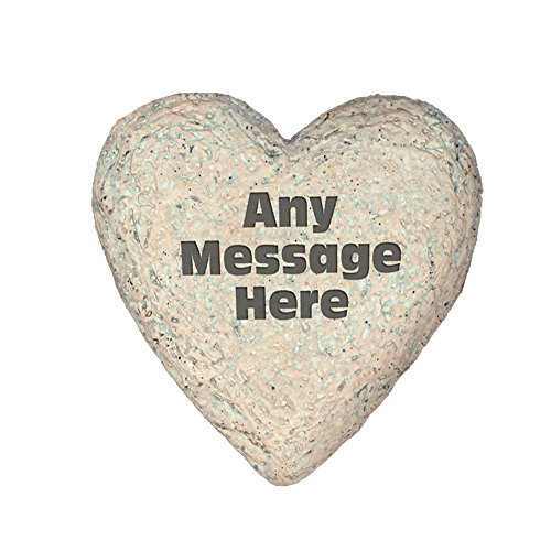 GiftsForYouNow Any Message Personalized Garden Stone with 3 Lines of Text, Resin, Large Heart Shaped 8.5