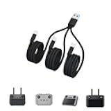 Xmipbs 3 in 1 Multiple Charging Cable 5A Dast Charging 4FT Nylon Braided USB Charger Cord with Type-C Male Plug for DJI Avata/FPV/Mini 2/Mini 3 pro/Air 2s/Mavic 3 Controller/Phone Black